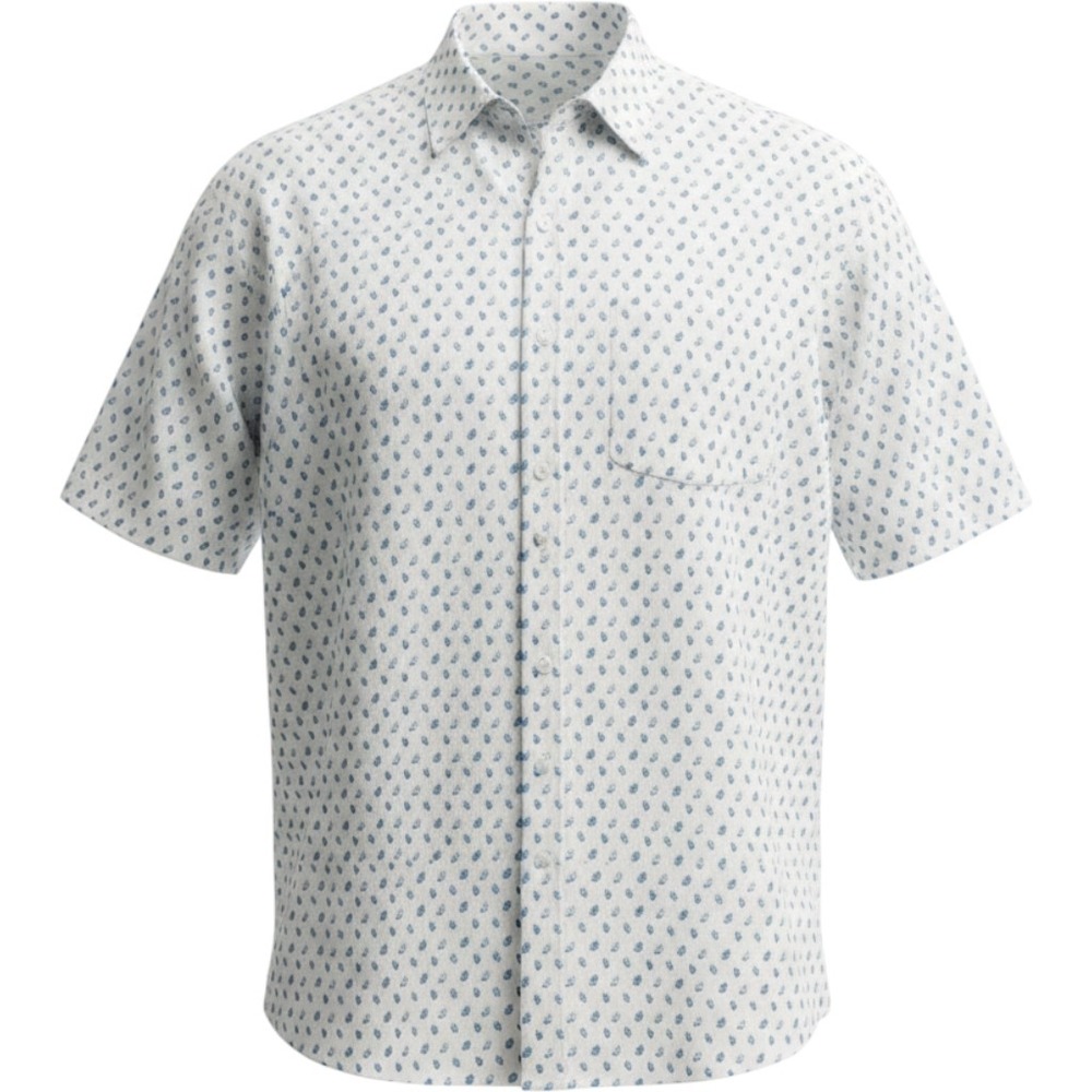 Faherty The Breeze Shirt Mens 4XLT White Blue Leaf Print Linen Blend Big Tall